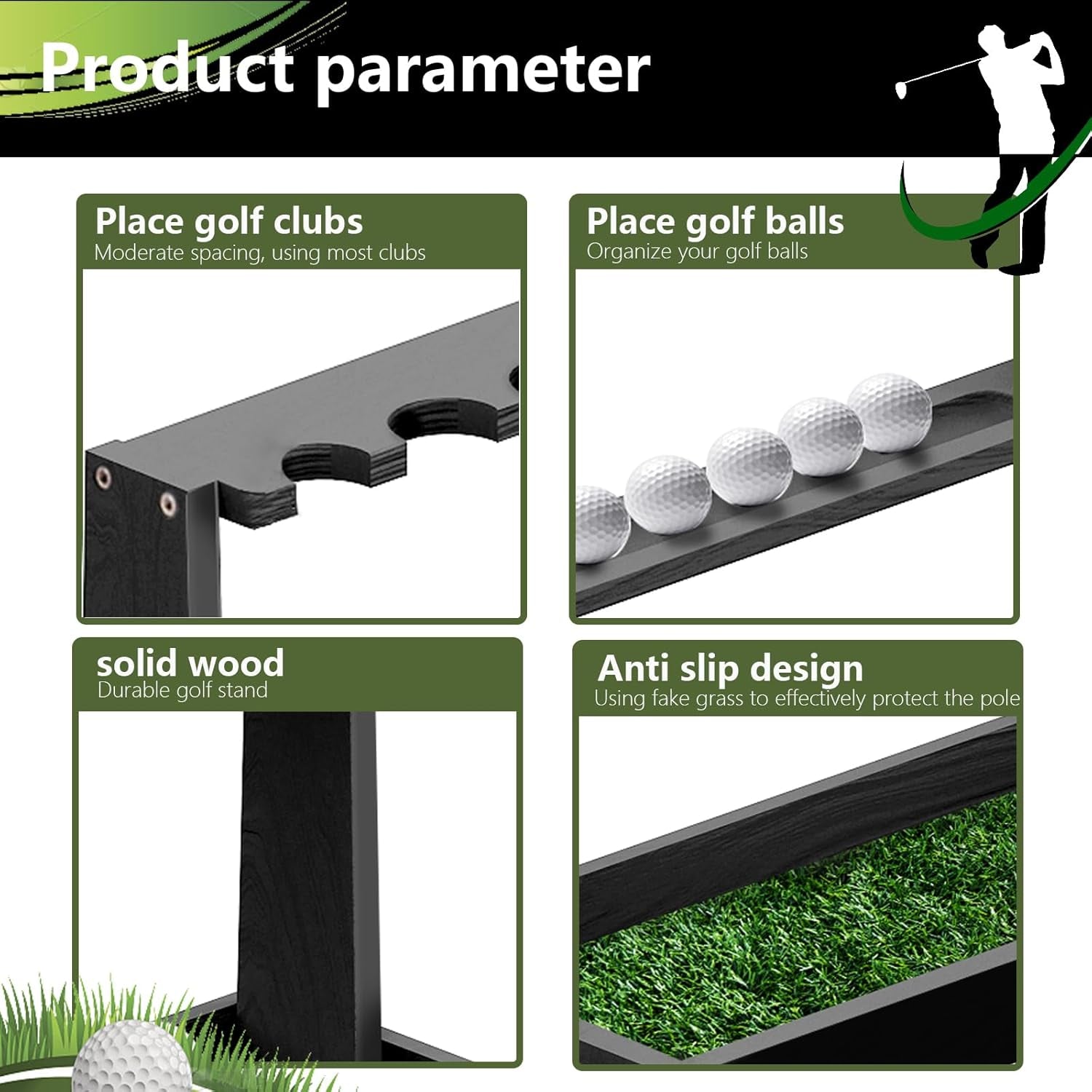 Golf Club Holder Stand,Wooden Golf Club Rack -Indoor Display Rack,Golf Club Orga