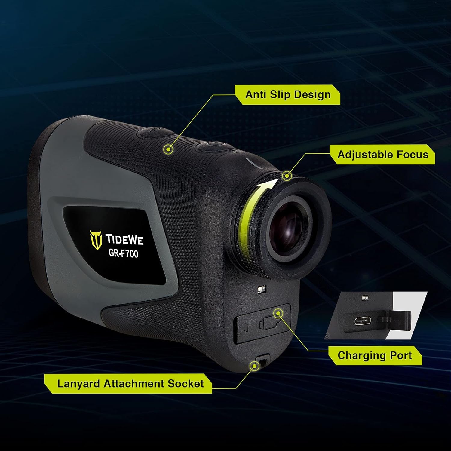 Golf Rangefinder with Slope, Golf Range Finder Magnetic Holder, 700/1000Y Flag Pole Locking Multi Functional Laser Rangefinder with Rechargeable Battery for Golfing & Hunting (White & Gray)