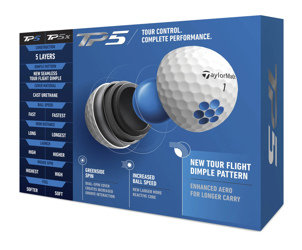 Golf Company 2021 TP5 Adult Tour Golf Balls, White Dimple, 1.4 Lb, (12 Pack)