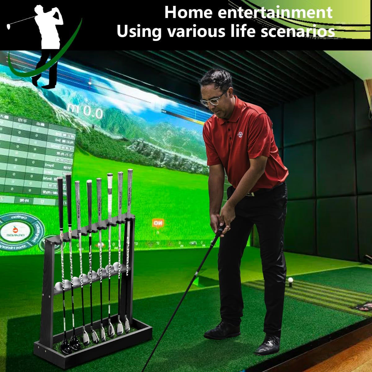 Golf Club Holder Stand,Wooden Golf Club Rack -Indoor Display Rack,Golf Club Orga