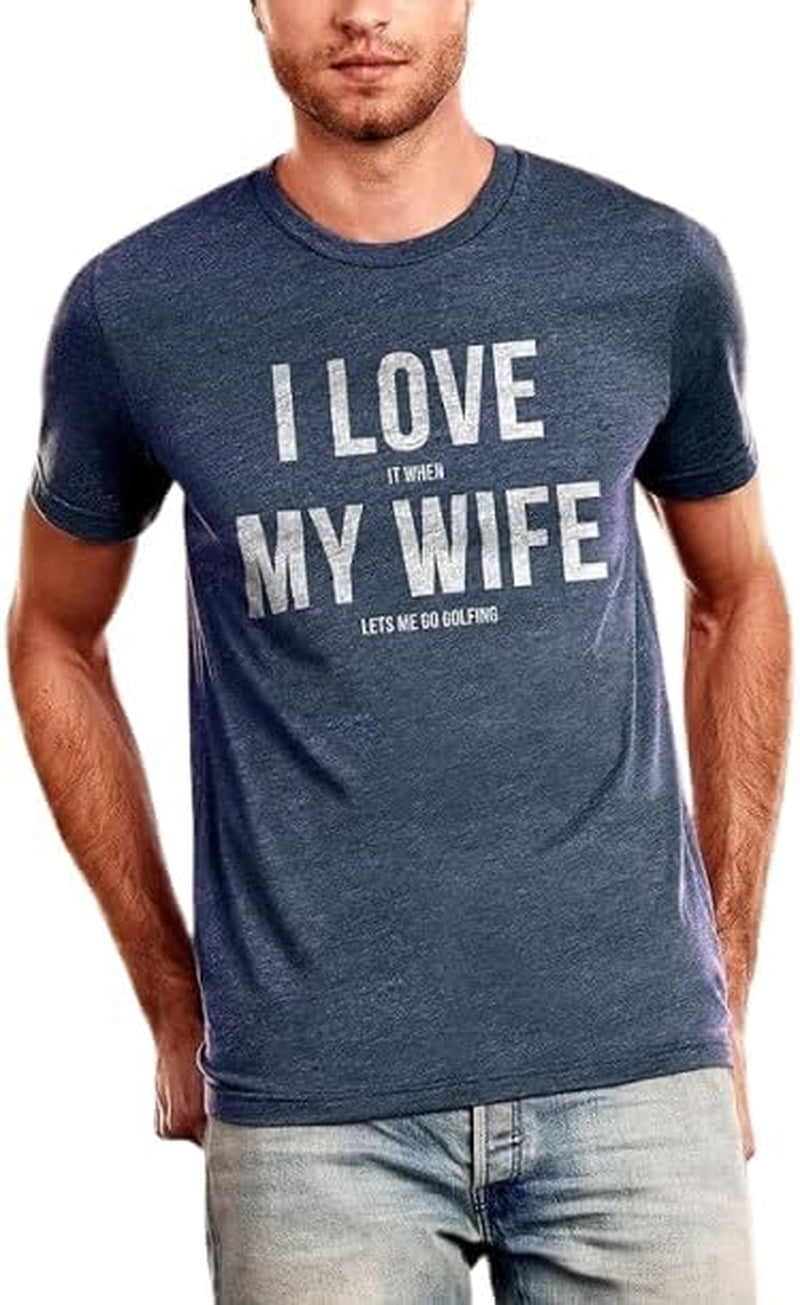 Funny Golf T Shirt for Men, I Love It When My Wife Lets Me Go Golfing, Casual Crew Neck Short Sleeve Graphic Tee