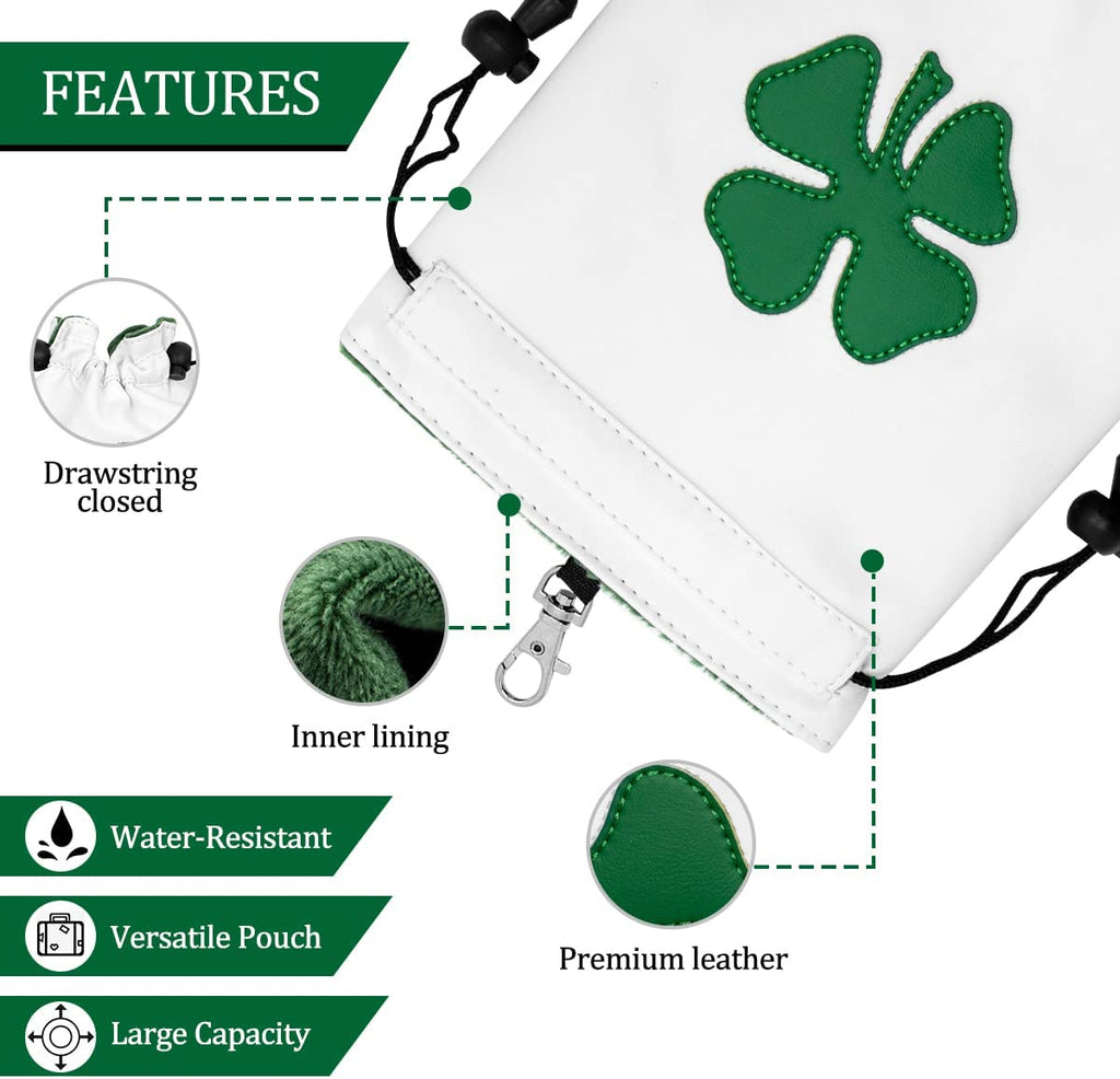 Leather Golf Tee Pouch with Drawstrings - Valuables Bag for Men & Women