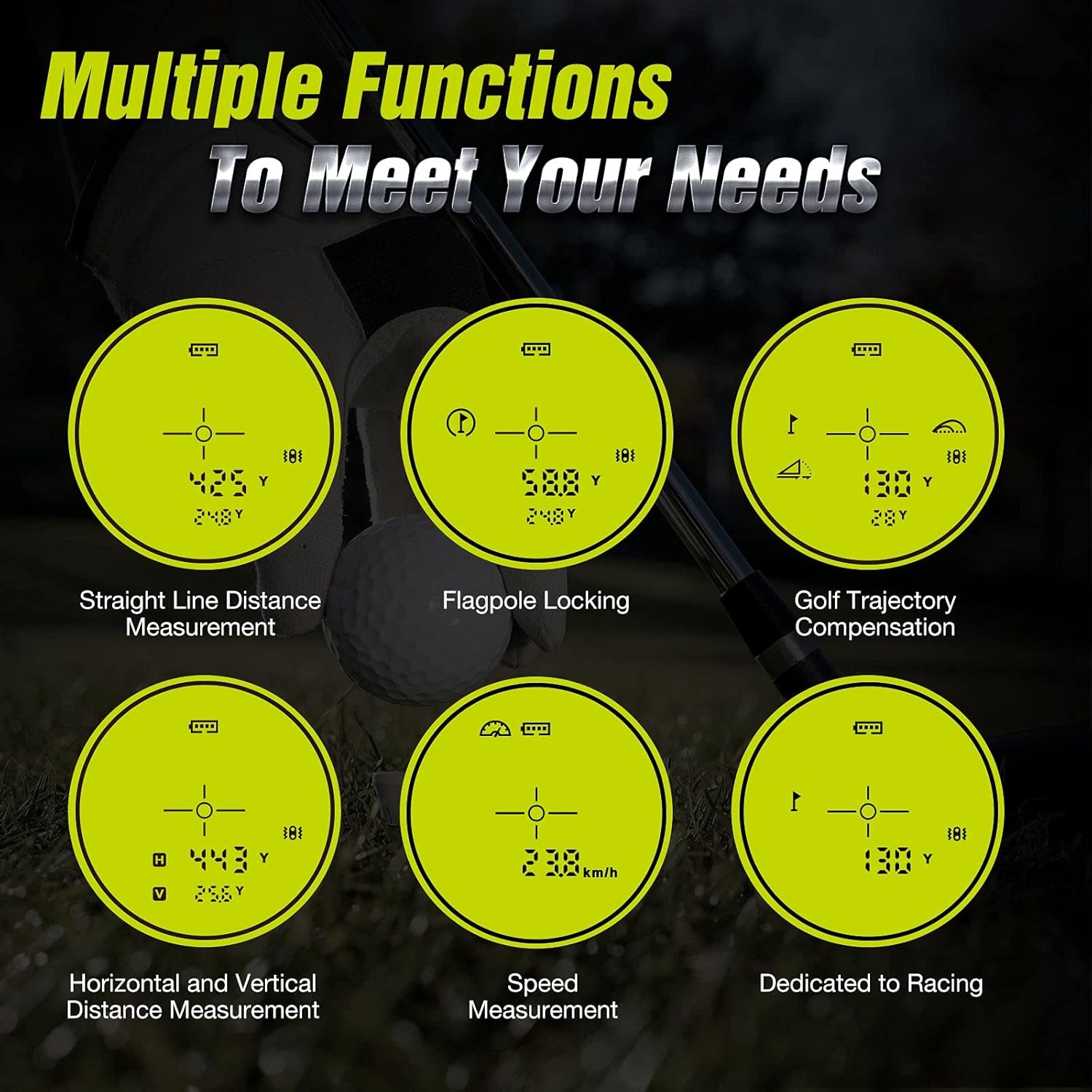 Golf Rangefinder with Slope, Golf Range Finder Magnetic Holder, 700/1000Y Flag Pole Locking Multi Functional Laser Rangefinder with Rechargeable Battery for Golfing & Hunting (White & Gray)