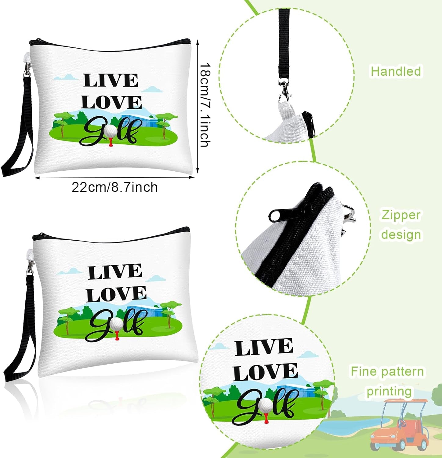 24 Pcs Golf Gift Bag Golf Cosmetic Bags Golf Accessories for Women Men Inspirational Golf Pouch Zipper Golf Toiletry Organizer Golf Wristlet Wallet for Golf Player Golf Lovers Gift,12 Style