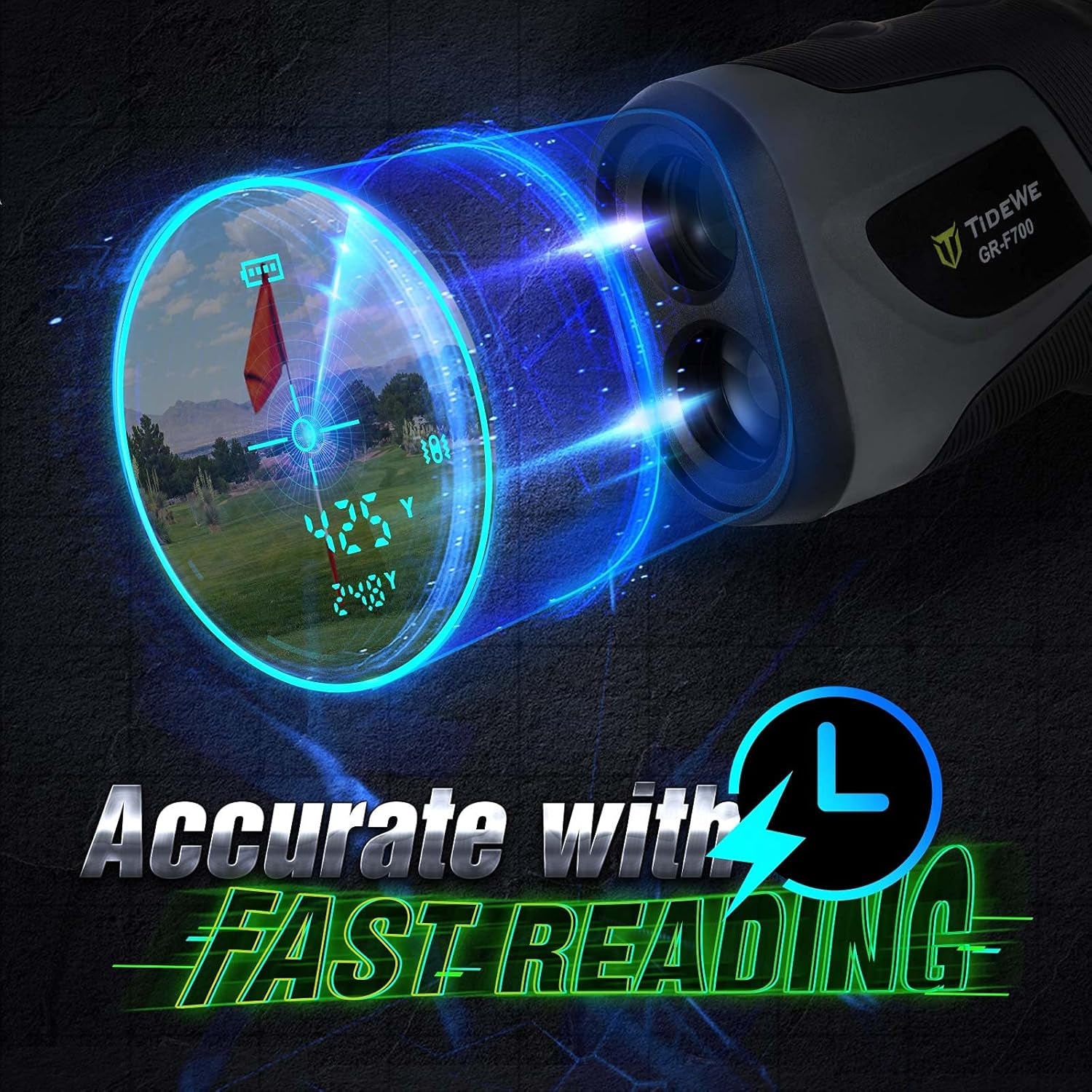 Golf Rangefinder with Slope, Golf Range Finder Magnetic Holder, 700/1000Y Flag Pole Locking Multi Functional Laser Rangefinder with Rechargeable Battery for Golfing & Hunting (White & Gray)