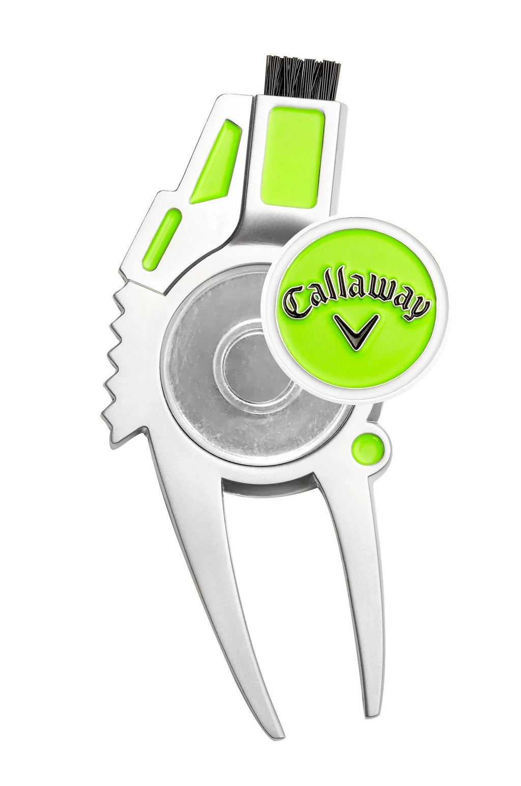 Golf 4 in 1 Divot Repair Tool, Includes Ball Marker, Brush and Groove Cleaner, Green