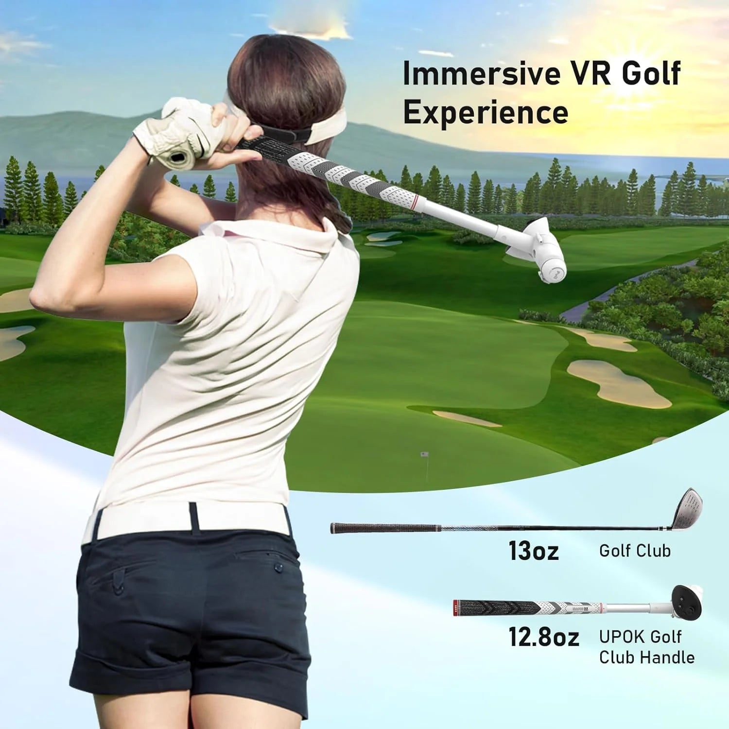 VR Golf Club Attachment Compatible with Meta/Oculus Quest 3，Golf Club Handle Accessory for Golf +/Golf plus (Only for Right Controller)