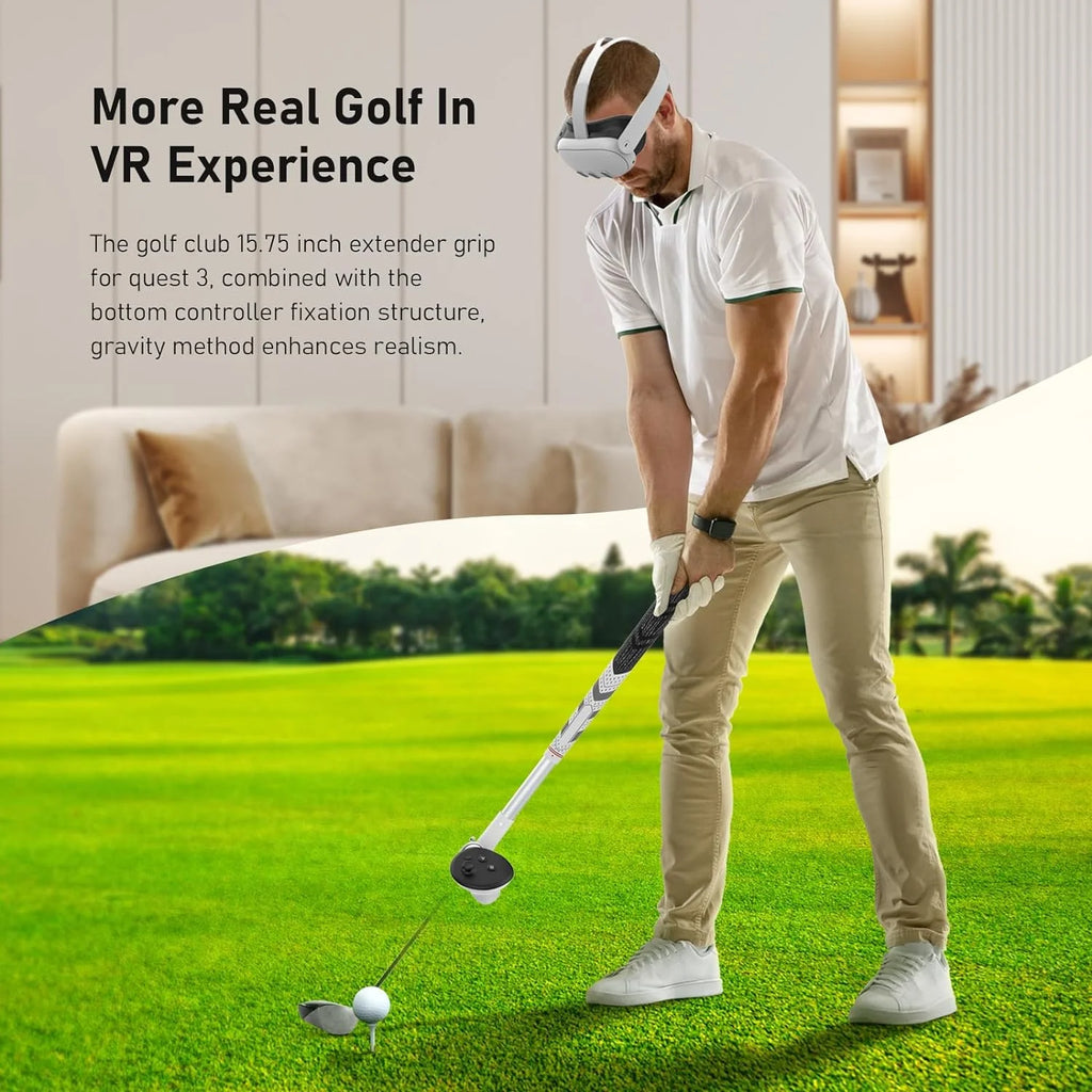 VR Golf Club Attachment Compatible with Meta/Oculus Quest 3，Golf Club Handle Accessory for Golf +/Golf plus (Only for Right Controller)